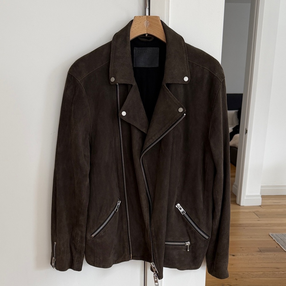Men’s All Saints Dark Green/Brown Suede Jacket - Brand new, no tags